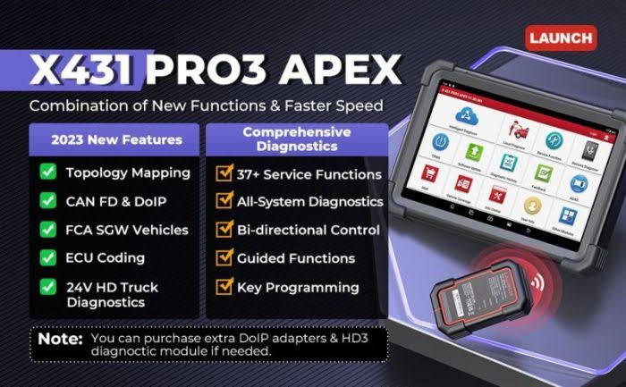 Launch X431 PRO3 APEX Diagnostic Scanner 37+ Service reset with Non-16 Pin Adapters Set