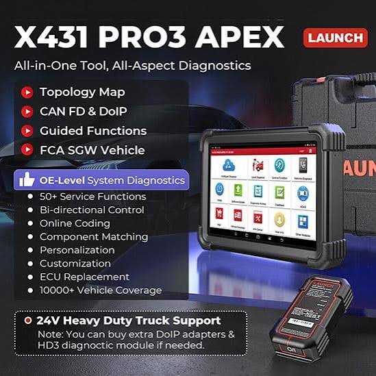 Launch X431 PRO3 APEX Diagnostic Scanner 37+ Service reset with Non-16 Pin Adapters Set